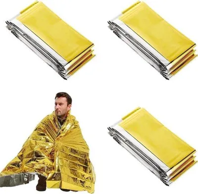 Image de Thermodeken, lot de 3 - 210 x 160 cm - Couverture de survie - Couverture de secours - Protège du froid, de la pluie, de la chaleur et du vent - pour une utilisation en extérieur.