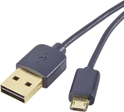 Image de Câble USB Renkforce USB 2.0 USB-A mâle, USB-Micro-B mâle 1.00 m noir connecteur réversible, plaqué or