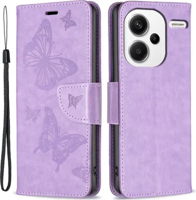 Produktbild von Xiaomi Redmi Note 13 Pro+ 5G Hülle - Coverup Schmetterlinge Klapphülle - Lila