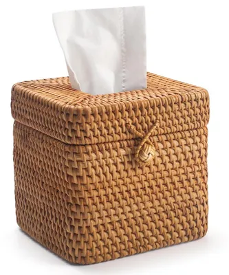 Produktbild von Kosmetiktücherbox Rattan mit Deckel, Quadratisch, Gewebt, Natürlich, 14.5 x 14.5 x 13 cm