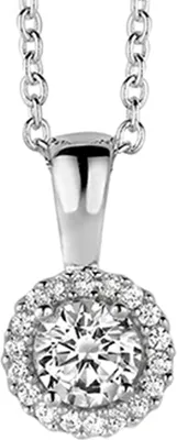 Produktbild von New Bling 9NB-0143 Silberne Halskette mit Anhänger – Zirkonia rund 6 mm – Länge 40 + 5 cm – silberfarben