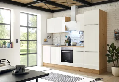 Produktbild von Küche Küchenzeile Küchenblock Marleen Premium 280 cm Weiß Artisan Eiche Respekta