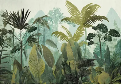 Produktbild von Fototapete 3D Effekt Dschungel Wald Natur - 300x210 cm - inklusive kleister - Vlies Tapete - Vliestapete Wohnzimmer Schlafzimmer Küche Modern Wandtapete