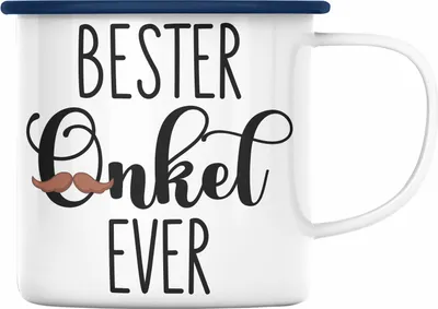 Produktbild von Trendation - Bester Onkel Ever Emaille Tasse Geschenk Geburtstag Weihnachten Lustig Geschenkideen von Nichte (Blau)