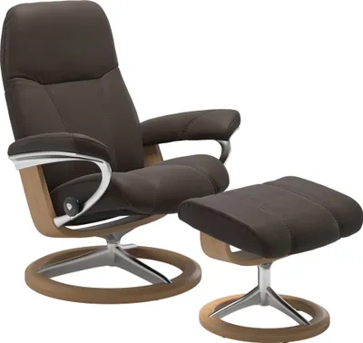 Produktbild von Stressless Sessel Consul Signature M mit Hocker in Leder Batick braun
