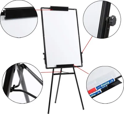 Image de WYCTIN Flipchart 60 x 90 cm, réglable en hauteur Chevalet Porte-stylos