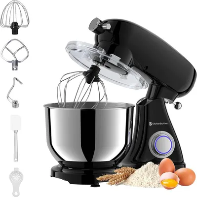 Produktbild von KitchenBrothers Küchenmaschine 1800W Schwarz - 6,2L Aluminium-Rührschüssel