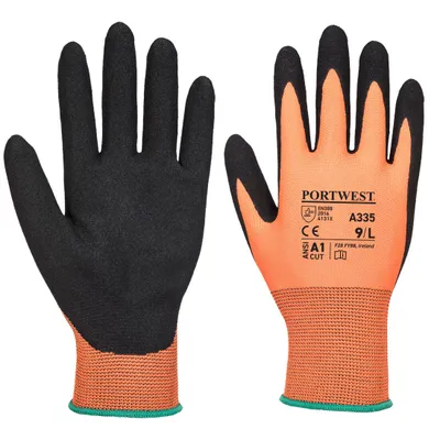 Produktbild von Portwest A335 Dermi-Grip NPR15 Nitril-Handschuh Orange/Black Gr. L