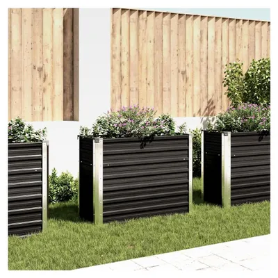 Produktbild von Hochbeet Anthrazit 100 x 40 x 77 cm aus verzinktem Stahl für Balkon, Garten und Terrasse