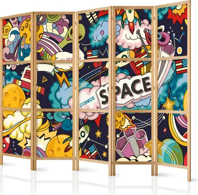 Zdjęcie produktu dla Parawan japoński Dla dzieci 225x172 cm 5-częściowy wielokolorowy