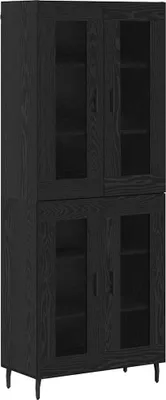 Productafbeelding van Hoge kast 2 pcs Zwart Eiken Geengineerd Hout en Glas