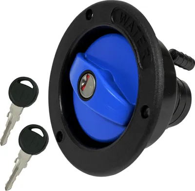 Immagine prodotto di Bocchettone di riempimento + tappo serbatoio acqua dolce caravan camper barca nero blu 40 mm