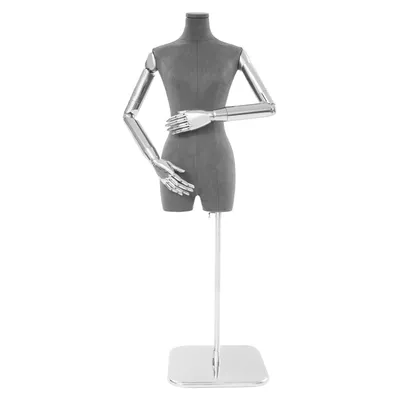 Image de 120-210cm Mannequin Femme Réglable Autoportant Gris Forme Vêtements Femme