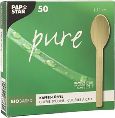 Imagen del producto de PAPSTAR 88769. Cucharas para café "pure" de PAPSTAR, longitud: 110 mm, paquete de 50 unidades