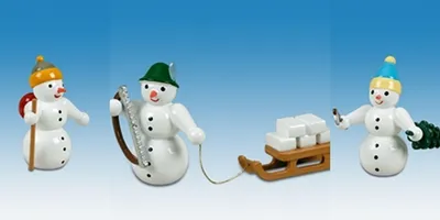 Produktbild von Holzfigur Schneemänner 3tlg. Höhe 6,5cm NEU