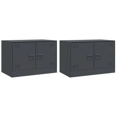 Zdjęcie produktu dla vidaXL Szafki pod telewizor 2 szt. Antracyt 67x39x44 cm Stal