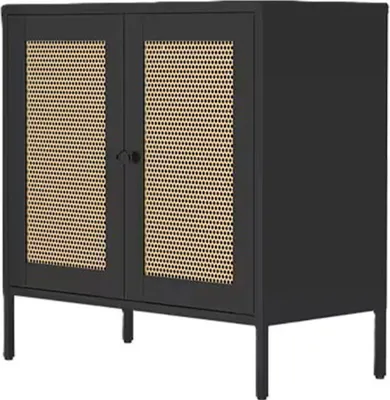Obrázek produktu pro Úložná skříň BK1-V-B se 2 ratanovými dvířky, černá