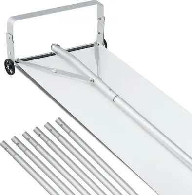 Produktbild von Famanu Schneeschaufel 48 cm, Reichweite bis 9 m, Aluminium-Dachschneeschaufel mit Schutzrädern