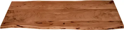 Produktbild von Holzplatte 160x60 cm Tom, Tischplatte aus Akazienholz massiv + nussbaumfarben, Baumkanten-Platte für Heimwerker, geeignet für Arbeitsplatten, Tische & Fensterbretter
