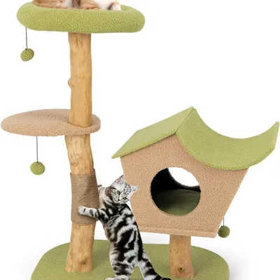 Productafbeelding van Krabpaal - Kattenkrabpaal - Kattenpaal - Kattenboom - Kattenhuis - 110 cm Hoog