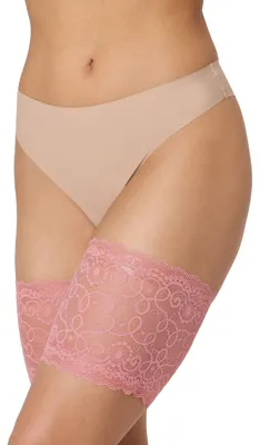 Produktbild von Merry Style Oberschenkelbänder Selbsttragende, elastische Oberschenkelbänder Anti-Reibung mit Spitze und Silikonbändern Oberschenkelband MS10-437 (Lachs, 3XL) .