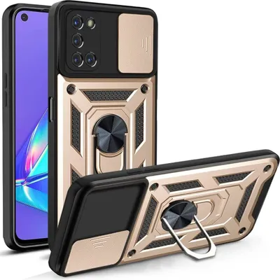 Produktbild von OPPO A52 / A72 / A92 4G Hülle mit 360° Drehbarer Magnetische Ring Ständer Halter Dia Kameraschutz TPU Bumper Silikon Schutzhülle für OPPO A52 / A72 / A92 4G Gold