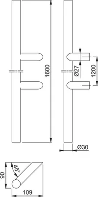 Produktbild von HOPPE HT-Stoßgriff E5012,gerade, L1600, Durchmesser 30 Edelstahl matt