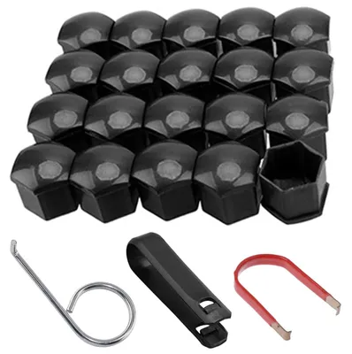 Produktbild von Radmutterkappen Radmutterabdeckungen Radschraubenkappen - 17 mm - Schwarz - 20 Stück - Mit Demontagewerkzeug