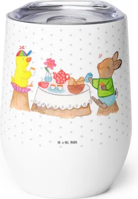 Produktbild von Mr. & Mrs. Panda Thermo Becher Ostern Frühstück - Weiß - Geschenk, edelstahl thermobecher, Osterhase, Frühling, thermosbecher, glühweinbecher, Ostergrüße, kaffee tasse