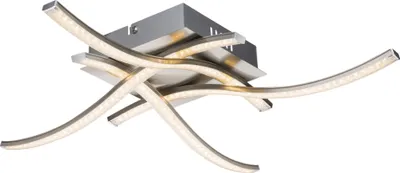 Produktbild von Globo Lighting Deckenleuchte Metall Nickel matt, Kunststoff, Kristalloptik, LxBxH: 475x475x80mm, inkl. LED 15W 230V, 1350lm Source, 1050lm Output, 3000K