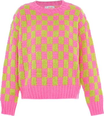 Immagine prodotto di Maglione da donna LIBBI - rosa e verde lime a quadri, XL/XXL