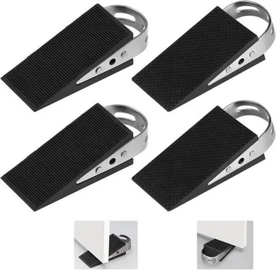 Immagine prodotto di 4 fermaporte in gomma per porte scorrevoli, neri, antiscivolo e antigraffio