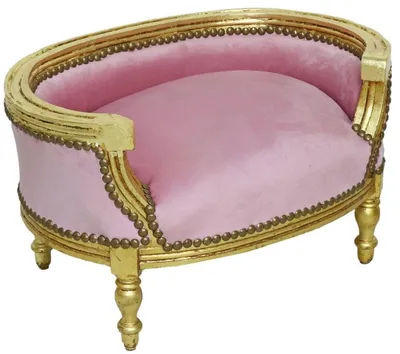 Obrázok produktu pre Casa Padrino Baroque dog bed & cat bed pink / antique gold - Ručne vyrobená pohovka pre psov a mačky v barokovom štýle - Barokový nábytok pre psov a mačky - Barokový nábytok pre domáce zvieratá