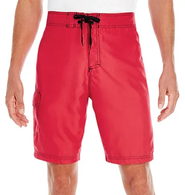 Imagen del producto de Burnside - Pantalones cortos de surf para hombre, satén de algodón LT3602 (talla 38R) (rojo)