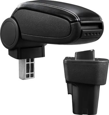 Obrázek produktu pro [pro.tec] Středová loketní opěrka Perfect fit pro Kia Picanto 2. generace (ab Bj. 2011) - Loketní opěrka s odkládacím prostorem - čalouněná - Imitace kůže - černá s bílým prošíváním