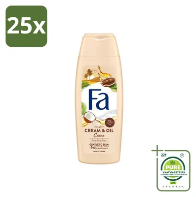 Zdjęcie produktu dla 25 sztuk kremowego żelu pod prysznic Fa z masłem kakaowym i olejem kokosowym, pojemność 250 ml - opakowanie zbiorcze