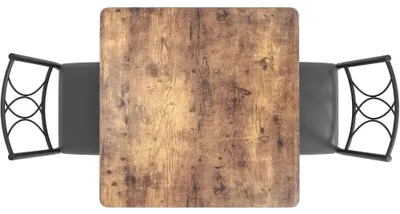 Image de Ensemble de mobilier - Table et 2 chaises - Structure en rotin avec panneaux de fibres de densité moyenne (MDF) et métal - Tiroir et meuble à chaussures avec poignée - Double surface de rangement - Design économe en espace - Couleur marron
