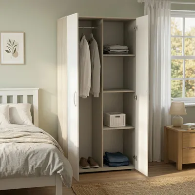 Imagen del producto de Ockhi - Armario 2 Puertas, 79x166h cm Roble Marrón, Perchero