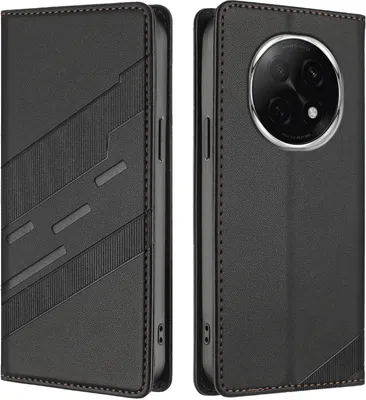 Image de Etui pour Oppo A5 Pro 5G, étui portefeuille en cuirPolyuréthaneavec fente pour cartes et fonction stand Schwarz