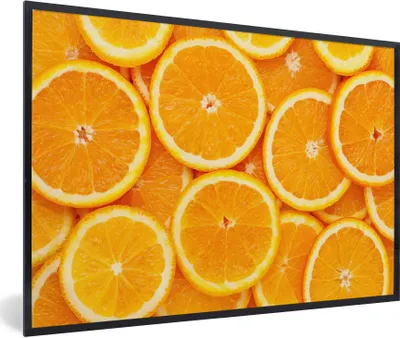 Produktbild von MuchoWow® Gerahmtes Poster Orange - Obst - Orange 90x60 cm - Poster mit Schwarzem Bilderrahmen Wandposter Rahmen Foto Bilder - Fotorahmen - Foto-Plakat