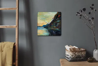 Produktbild von Coloray Hodiny Unikátní 30x30 cm  Tiché hodiny Pro obývací pokoj a kuchyň Nástěnné hodiny Plátno Bílé ručičky hodin - Mořské oříznutí mořské krajiny