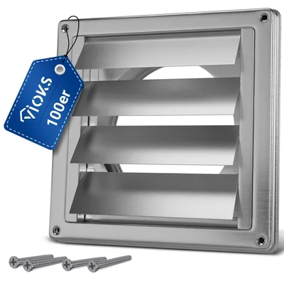 Produktbild von Ventilationsgitter 100 mm, Edelstahl, Lamellengitter für Lüftungsrohre