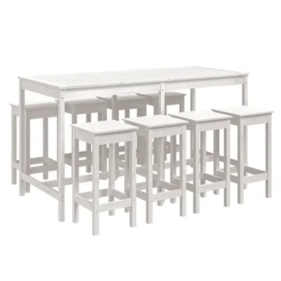 Produktbild von vidaXL 9-tlg. Gartenbar-Set Weiß Massivholz Kiefer