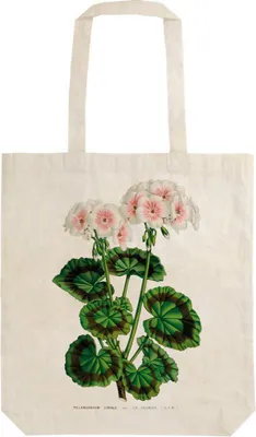 Produktbild von Wiederverwendbare Einkaufstasche aus Stoff, Geranium-Design, Weiß, 390x226 mm