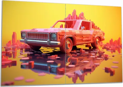 Produktbild von Wallario Herdabdeckplatte aus Glas, Größe 80 x 52 cm 2-teilig, Motiv Pixelauto