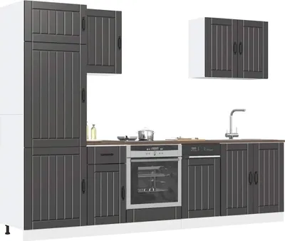Produktbild von 7-tlg. Küchenschrank-Set Kalmar Schwarz Holzwerkstoff, Küchenschränke Design Möbel