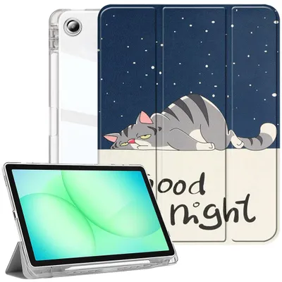 Image de Coque pour Samsung Galaxy Tab A11 Plus / A9 Plus, Protection Slim avec Porte-Stylet - Motif Chat