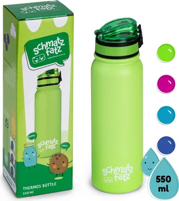 Image de Schmatzfatz Gourde Enfant Isotherme de 550 ml, Bouteille d'Eau Enfant Sport, Gourde Enfant Sans BPA et Anti Fuite pour Boissons Froides et Chaudes, Petite Gourde Enfant Fille Garcon en Acier Inoxydable