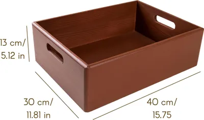 Produktbild von Creative Deco XL Braune Holzkiste Obstkiste Korb - 40x30x13cm (+/-1cm) - mit Griffen