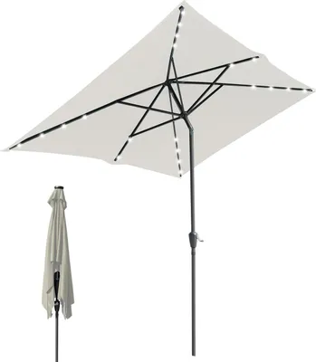 Produktbild von Faziango Sonnenschirm rechteckig 2 × 3 m mit integriertem LED-Licht – stabil & wetterfest, beige
